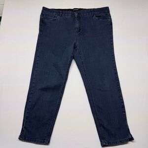Avenue Denim Dark Wash Straight Leg Jeans Plus Size 22A Elastic Waist Stretch